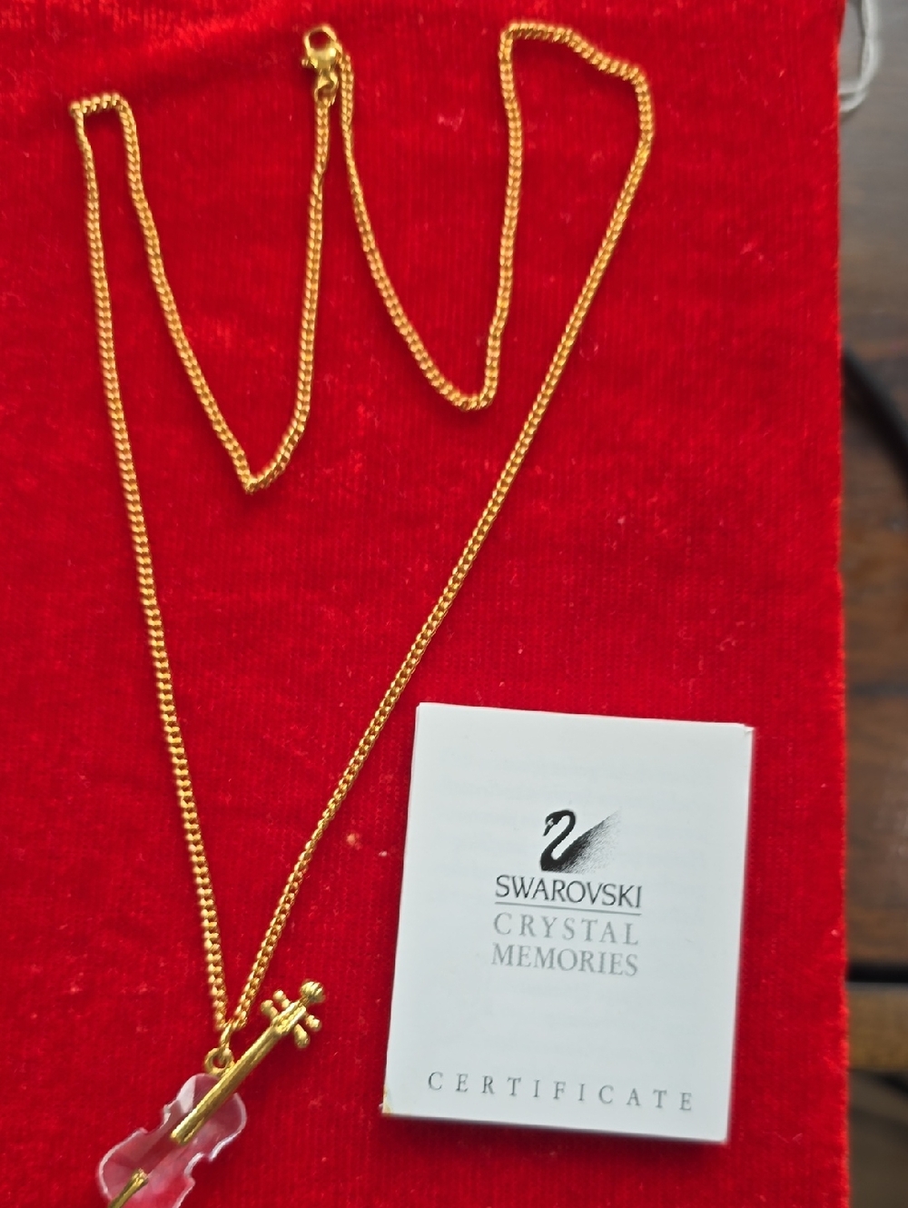 Swarovski Gold-Plated Chain with Clear Crystal Violin Pendant